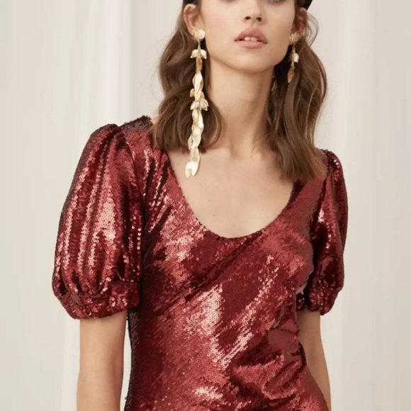 NWT Keepsake Farewell Ruby Sequin Midi Dress - Picture 5 of 11
